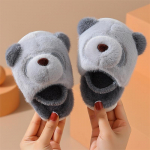 Mieli &bdquo;Panda&ldquo; animaciniai filmukai vaikams žieminiai batai pliu&scaron;inės &scaron;iltos &scaron;lepetės, skirtos mergaitėms berniukams, mink&scaron;tos miegamojo mažiems vaikams skirtos &scaron;lepetės 28 pilka