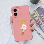 Skirta Xiaomi Redmi A1+ A2+ Plus 10C 12C 11A 9A 8A Pro dėklo galinis dangtelis Matinis smūgiams atsparus mink&scaron;tas silikoninis kvadratinis Telefono krep&scaron;iai Gėlių raidės, skirtos Redmi buferiui Redmi 10 / 10 Prime+ 5G