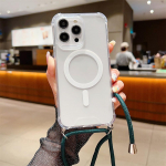 &bdquo;Crossbody&ldquo; diržas, skirtas &bdquo;Magsafe&ldquo; magnetiniam belaidžio įkrovimo dėklui, skirtas &bdquo;iPhone 11 12 13 14 15 Pro Max X XR XS 7 8 Plus SE&ldquo;, skaidrus dangtelis iphone 7 8 tamsiai žalia spalva