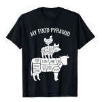 Mano maisto piramidė Juokingi mėsėdžiai karvė kiaulė vi&scaron;tiena grafiniai mar&scaron;kinėliai klasikiniai vasariniai medvilniniai unisex mar&scaron;kinėliai Camisa