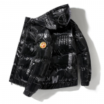 Vyri&scaron;ka madinga žieminė striukė Korėjieti&scaron;ka sustorėjimo tendencija trumpas blizgantis &scaron;varkas laisvalaikio paltas L juoda