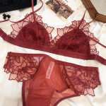 Prancūzi&scaron;kas moteri&scaron;kas apatinio trikotažo rinkinys Seksualus itin plonas liemenėlių rinkinys nėrinių siuvinėjimas Bralette Comfort Triangle Cup liemenėlės tinklinis kvėpuojantis apatinis trikotažas S