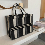 Madingas krep&scaron;ys Plaid pirkinių krep&scaron;ys Didelės talpos drobinis krep&scaron;ys Rankinė Moteri&scaron;kas krep&scaron;ys per petį big size juoda