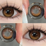 Mill Creek 2 vnt rudi kontaktiniai lę&scaron;iai spalvingi 14,5 mm pilki lę&scaron;iai mink&scaron;ti, patogus naudoti kasmet 14,2 mm hidrogelis WT:40% pilki kosmetikos kontaktiniai lę&scaron;iai 0 pilka