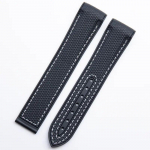 Mink&scaron;ta guminė laikrodžio apyrankė skirta Omega dirželiui Seamaster 300 Planet Ocean 600 lenkto galo laikrodžio apyrankė juodai oranžinė 20 mm 22 mm mėnulio laikrodžio diržas Black white line 22mm with logo&Gold buckle