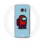 Coque pour Samsung Galaxy S7 Edge Among Us jeu vid&eacute;o Fond bleu