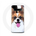 Coque pour Samsung Galaxy S10 &Eacute;pagneul nain continental papillon Chiot Blanc et marron