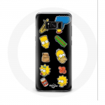 Coque pour Samsung Galaxy S8 plus Les Simpson autocollants fond noir