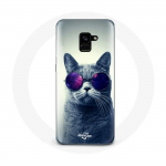 Coque pour Samsung Galaxy A8 Plus Chat lunettes Style