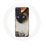 Coque pour Samsung Galaxy A13 4G / A13 4G Lite Siamois Noir et blanc Yeux Bleus