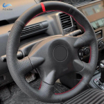 Car Steering Wheel Cover Leather Trim For Nissan Almera N16 X-Trail T30 Primera (P12) 2001-2007 Terrano 2 Pathfinder w/ red bar