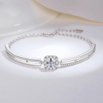 S925 Sterlingo sidabro apyrankė moterims, europieti&scaron;ko ir amerikieti&scaron;ko retro stiliaus, su Asscher deimantu, reguliuojama apyrankė 925
