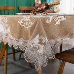 Dizainerio siuvinėta nėriniais nerta staltiesė Eleganti&scaron;ka europieti&scaron;ka kaimi&scaron;ka gėlėta stalo puo&scaron;mena kėdės užvalkalas, staltiesė ir audinys 180cm Round
