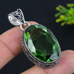 Natural Tsavorite Gemstone Handmade 925 Sterling Silver Pendant 1.93 v3i28
