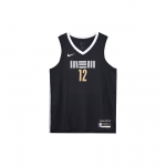 Nike Ja Morant Memphis Grizzlies Nr. 12 Miesto Edition Gerbėjo Mar&scaron;kinėliai 2023-24 Sezonas Vyri&scaron;ki Vir&scaron;utiniai Drabužiai Juoda Balta DX8507-011 XXL