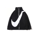 Nike Big Swoosh Logo Fleece apverčiama striukė su papildomu pamu&scaron;alu, JAV. leidimas, žieminė moteri&scaron;ka striukė juoda CI8937-010 S