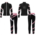 Vaikų 2 vnt aktyvių drabužių rinkinys, mergaičių sportinė čiuožėjas, fitneso striukė su gimnastikos maudymosi kostiumėliais, sportine apranga 7-8 Years