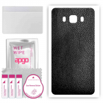 apgo Protective Skin Sticker for the back compatible with Samsung Galaxy J7 (2016), Wrap Film, Foil, Vinyl - Pattern Black Leather