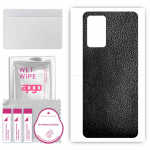 apgo Protective Skin Sticker for the back compatible with Oppo A76, Wrap Film, Foil, Vinyl - Pattern Black Leather