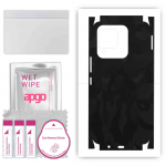 apgo Protective Skin Sticker for the back+sides compatible with Tecno Spark 8, Full Wrap Film, Foil, Vinyl - Pattern Black Camo