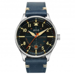 AVI-8 Hawker Hurricane Kent automatinis Sasekso odinis dirželis, mėlynas ciferblatas, automatinis vyri&scaron;kas laikrodis AV-4094-02 mėlyna