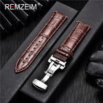 Natūralios odinė laikrodžio apyrankė Calfskin vyri&scaron;ka, moteri&scaron;ka, keičiama 18 mm 20 mm 22 mm 24 mm laikrodžio apyrankė su drugelio sagtimi 20mm
