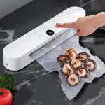 Maisto vakuuminis sandarinimo aparatas Galingas 60 kpa i&scaron;plėstos sandarinimo juostos Plug-Play, sauso &scaron;lapio naudojimo automatinis maisto vakuuminis sandariklis EU Plug balta