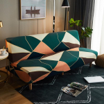 Juodi geometriniai sulankstomi sofos lovos užvalkalai sofos užvalkalai &bdquo;Spandex&ldquo; elastingi dvigubi sėdynės užvalkalai, skirti gyvenamajam kambariui geometrinis spaudinys