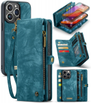 CaseMe nuimamas kelių kortelių užtrauktukas Piniginės odinis dėklas, skirtas iPhone 16 15 14 13 12 11 Pro Max Xr / Samsung S24 S23 S22 S21 Ultra Plus A14 A13 A54 A53 Samsung S24 Ultra