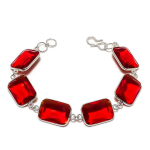 Mozambique Garnet Gemstone Handmade 925 Sterling Silver Bracelet 7-8 g9t69