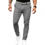 Vyri&scaron;kas vienspalvis kostiumas ilgos kelnės Vidutinio auk&scaron;čio įstrižos ki&scaron;enės su užtrauktuku Fly Slim Fit verslo biuro kelnės Dailaus siuvimo kelnės Darbo drabužiai L tamsiai pilka spalva