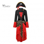 Helovyno Cosplay suknelė Piratų karalienės &scaron;okių vakarėlio scenos kostiumas, varpelio rankovės, netaisyklingos apvadas, suvarstomas suvarstomas dirželis, juosmens vikingų suknelė M juoda balta spalva
