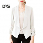 Moteri&scaron;kas megztinis &scaron;varkas, vienspalvis, ilgomis rankovėmis, atviromis dygsniuotomis atvartais, formalus verslo OL, kasdieninis, mink&scaron;tas, kvėpuojantis plonas moteri&scaron;kas paltas 4XL balta