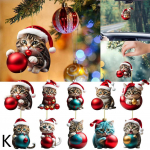 10pcs/set Christmas Tree Cat Ornament Super Cute 10 Cat Acrylic Hat Holiday Car Style Gift Orna U8L5 K-10pcs