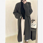 YYFS Women's Fashion Casual Fall Winter Solid Color Print Long Sleeve Sweaters One Size tamsiai pilka spalva