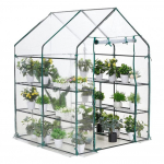 143x143x195CM GreenHouse PE dangtis vandeniui atsparus pakaitinis dangtis su durų termoizoliacija ir lietaus nepraleidžiančiais &scaron;iltnamiais, skaidrus gryna