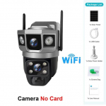 6K 12MP WiFi Soliari Kamera Dvigubas Objektyvas Lauko Vandeniui Belaidė CCTV Vaizdo Baterijos Monitorius PIR Judesio Aptikimas Apsaugos IP Kamera skaidri žalia perlų spalva