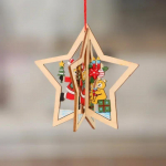 Kalėdiniai papuo&scaron;alai Medinis tu&scaron;čiaviduris Kalėdų eglutės pakabukas Penkiakampė žvaigždė varpelis Sniego senelis Ornament Festival Namų dekoras 10*8cm