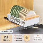 I&scaron;traukiamas virtuvės spintelės indų lentynos stalčius dish rack