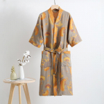 Pavasaris / vasara grynos medvilnės dvisluoksnės marlės chalatas i&scaron; plono dažyto audinio namų drabužiai Poros japoni&scaron;ko stiliaus kimono chalatas pižama XL