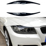 BMW 3 serijos E90 E91 2005-2011 2 vnt. Automobilio priekinių žibintų antakių vokų apdailos dangtelis blizgus juodas/anglies pluo&scaron;to priekinių žibintų dekoras juoda