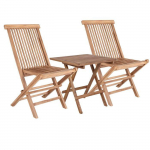 Table de jardin carr&eacute;e 50 cm + 2 chaises en teck