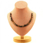 Pierres et Min&eacute;raux. Collier 20 perles Opale Boulder d'Australie. Chaine en acier Collier femmes, hommes. Taille personnalisable.