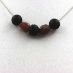 Collier - ABIJOUX - Perles Lave 8 mm et Rubis du Br&eacute;sil - Acier inoxydable - Mixte - Longueur au choix