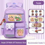 Didelės talpos lengva &bdquo;Capybara&ldquo; kuprinė 1&ndash;6 klasėms: Atsparus purvui ir mielas berniukams ir mergaitėms trumpet violetinė