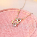 Banyan Tree S925 sidabro Mobius dvigubo žiedo pakabukas su karolių grandinėle - Lengvi prabanga raktikaulio grandinėlė NS988 auksas