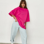 Moteri&scaron;ki negabaritiniai mar&scaron;kinėliai trumpomis rankovėmis Basic Crewneck Tee vasariniai kvėpuojantys laisvi laisvalaikio treniruotės vienspalviai medvilniniai megztiniai moterims M