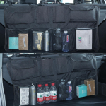 Automobilio bagažinės organizatorius, pakabinamas ant galinės sėdynės atlo&scaron;o, galinės sėdynės pakabinamas organizatorius, Oksfordo audinio laikymo krep&scaron;ys, tinklelis, reguliuojamas, didelės talpos, sulankstomas juoda