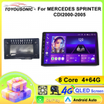 TOYOUSONIC 2 Din Android 13 MERCEDES SPRINTER CDI 2000-2005 Automobilinis radijas Multimedijos vaizdo grotuvas GPS navigacija Stereo Carplay Pagrindinis įrenginys DSP
