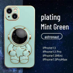 Galvanizuotas astronauto dėklas su stovu, skirtas &bdquo;iPhone 13 Pro Max&ldquo; / &bdquo;12&ldquo; / &bdquo;XS&ldquo; / &bdquo;8P&ldquo; iPhone 12 mini